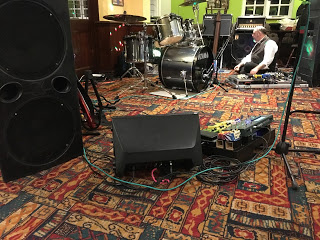 The new pedal board in use.